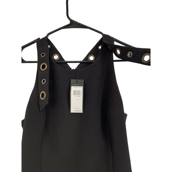 NWT BCBGMaxazria Black Knit Scuba Dress Grommet Straps Pockets Size 6 $268 - Picture 3 of 10